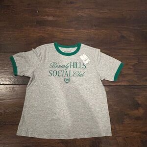 Mighty Fine Gray Tee with Green Trim